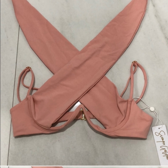 🌸 GOLDEN- Super Sexy BIKINI TOP Tie Front - Picture 7 of 9